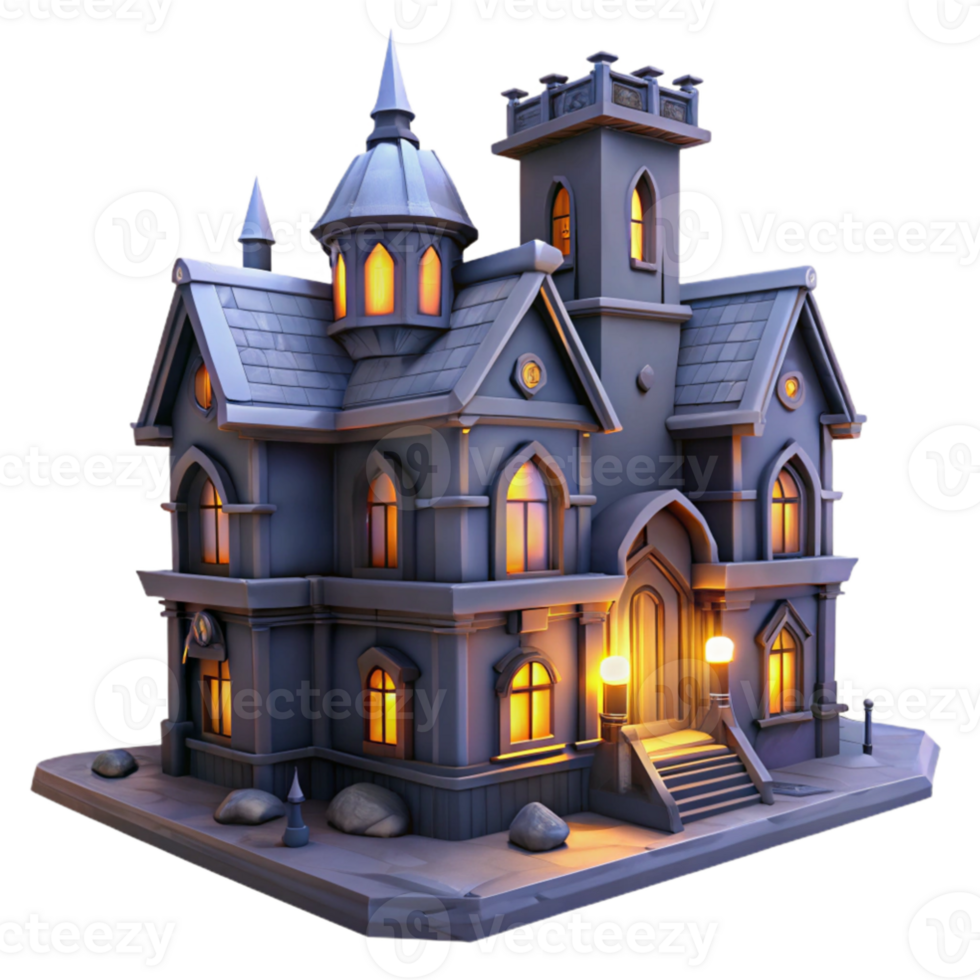 extraordinary traditional 3D Model Haunted House Illustration authentic png
