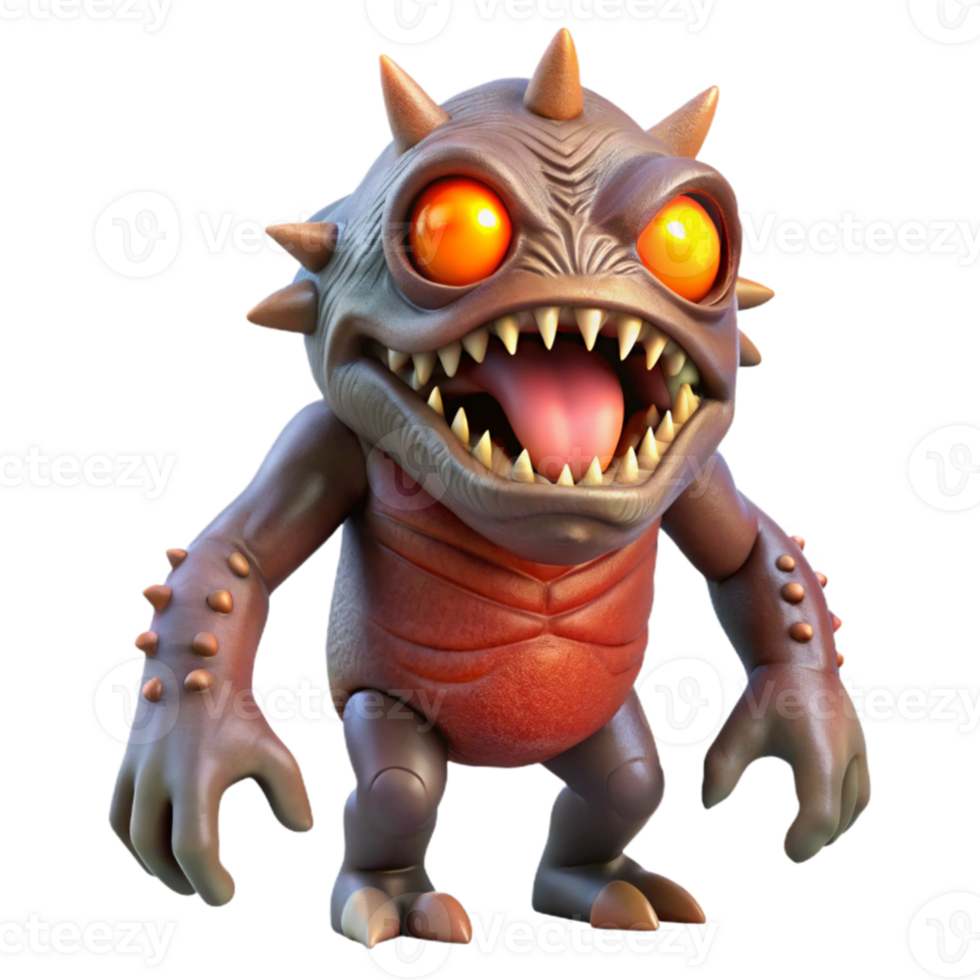 stunning abstract Cute Cartoon Monster 3D Render authentic png