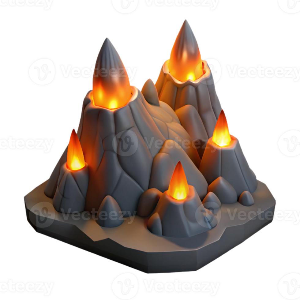 stunning modern Glowing Volcanic Peaks 3D Model original png