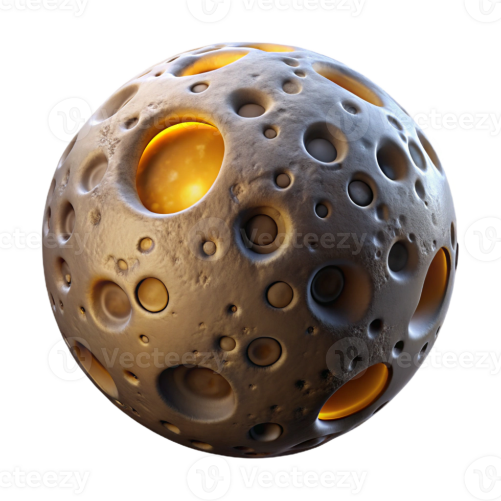 vibrant traditional Cratered Planet 3D Render premium png