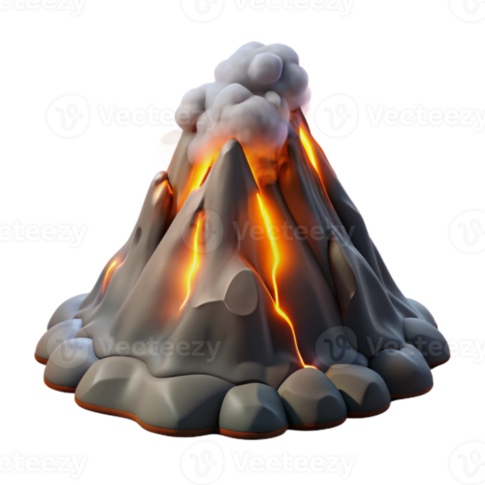 magnificent rustic Cartoon Volcano 3D Model detailed png