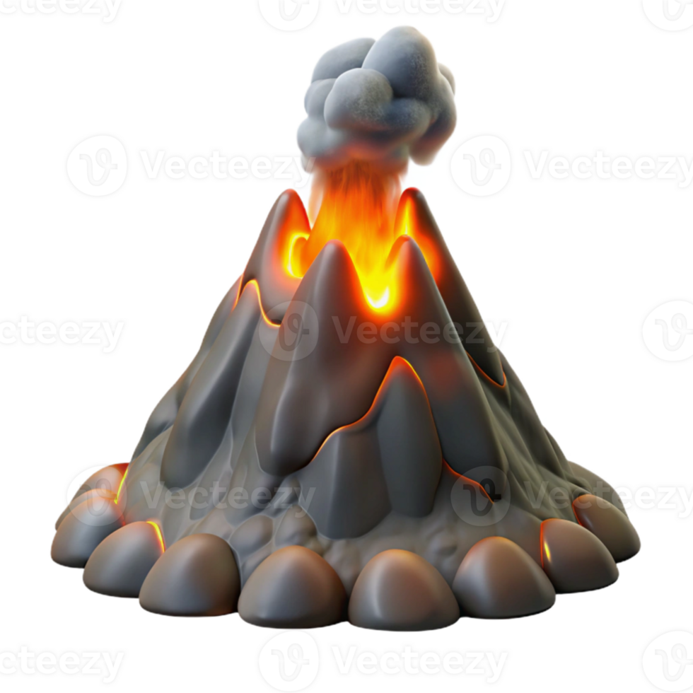 elegant abstract Cartoon Volcano 3D Model detailed png