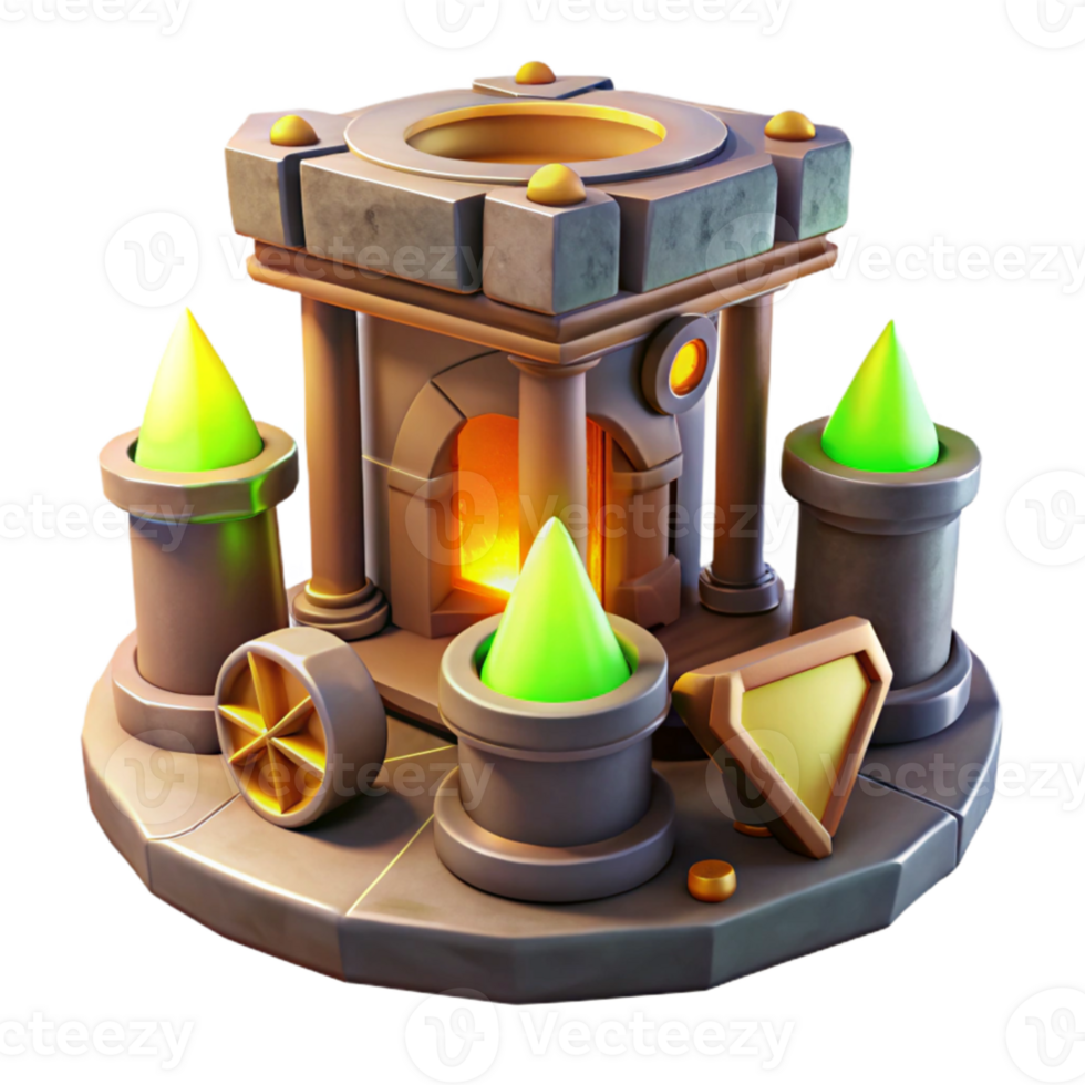 wonderful rustic Fantasy 3D Render Ancient Stone Shrine authentic png