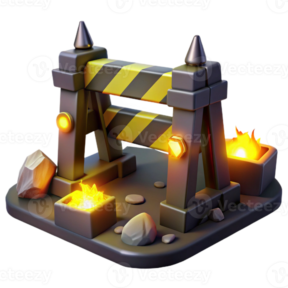 extraordinary minimalist 3D Render of Construction Barricade original png
