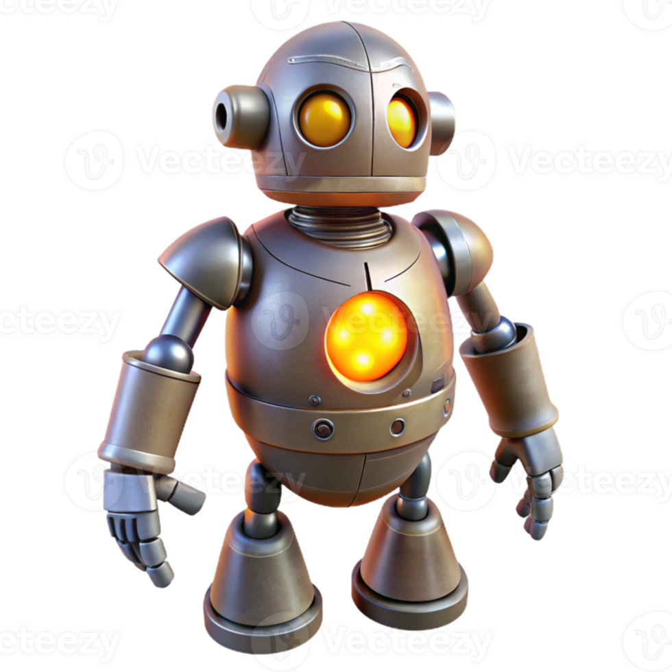 dramatic abstract 3D Render Golden Robot Illustration authentic png