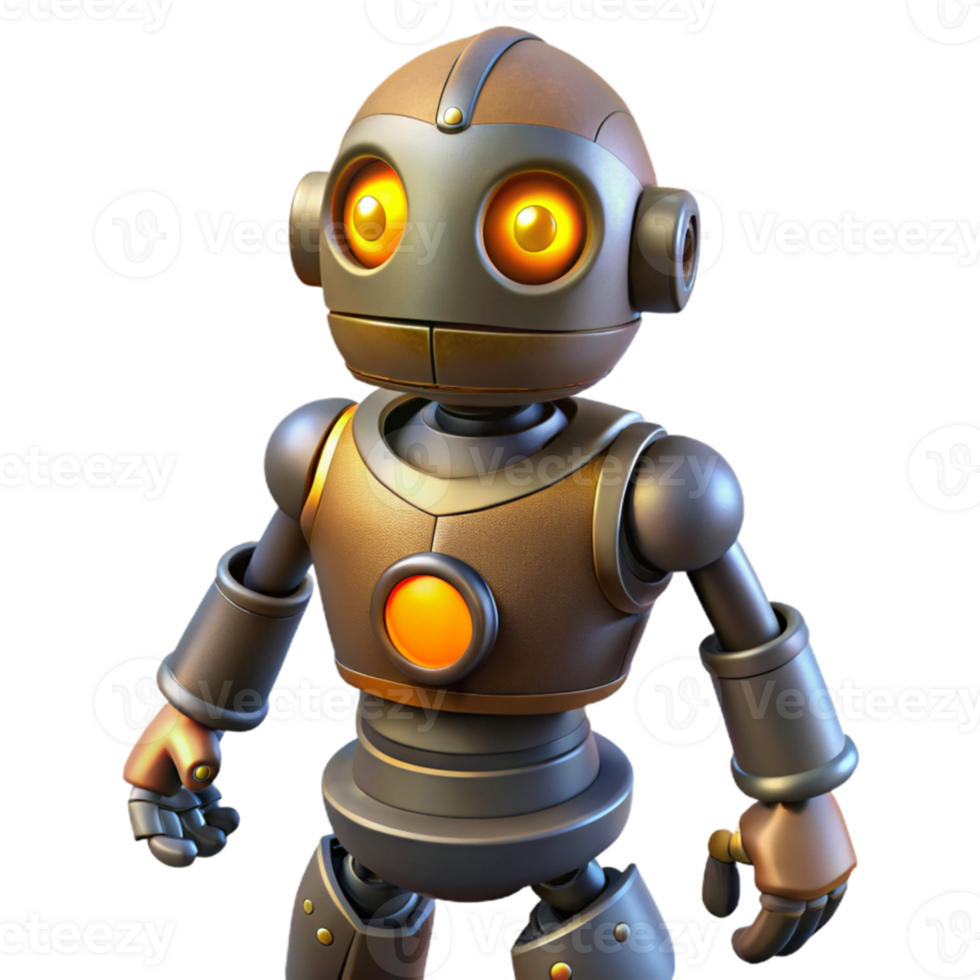 serene modern 3D Render of a Cute Retro Robot exclusive png