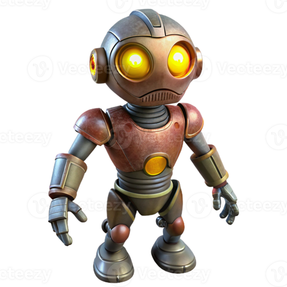 magnificent modern 3D Render Rusty Robot Illustration original png