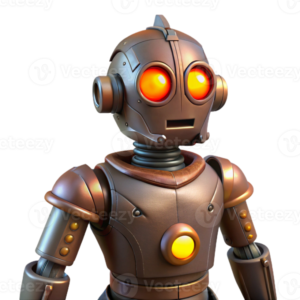impressive minimalist Retro Robot 3D Render exclusive png