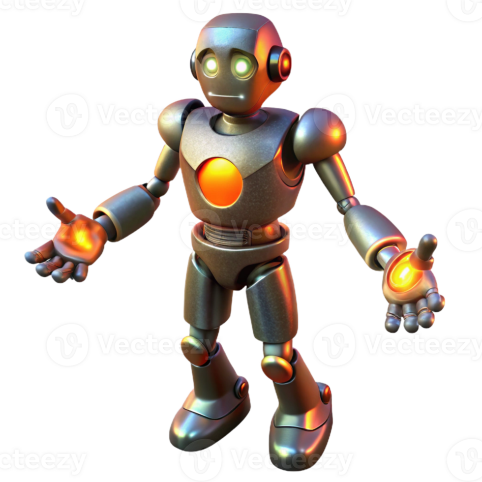 impressive abstract 3D Render of Friendly Metal Robot original png