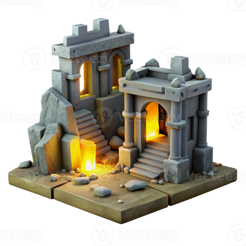 vibrant artistic 3D Render of Ancient Ruins high resolution png