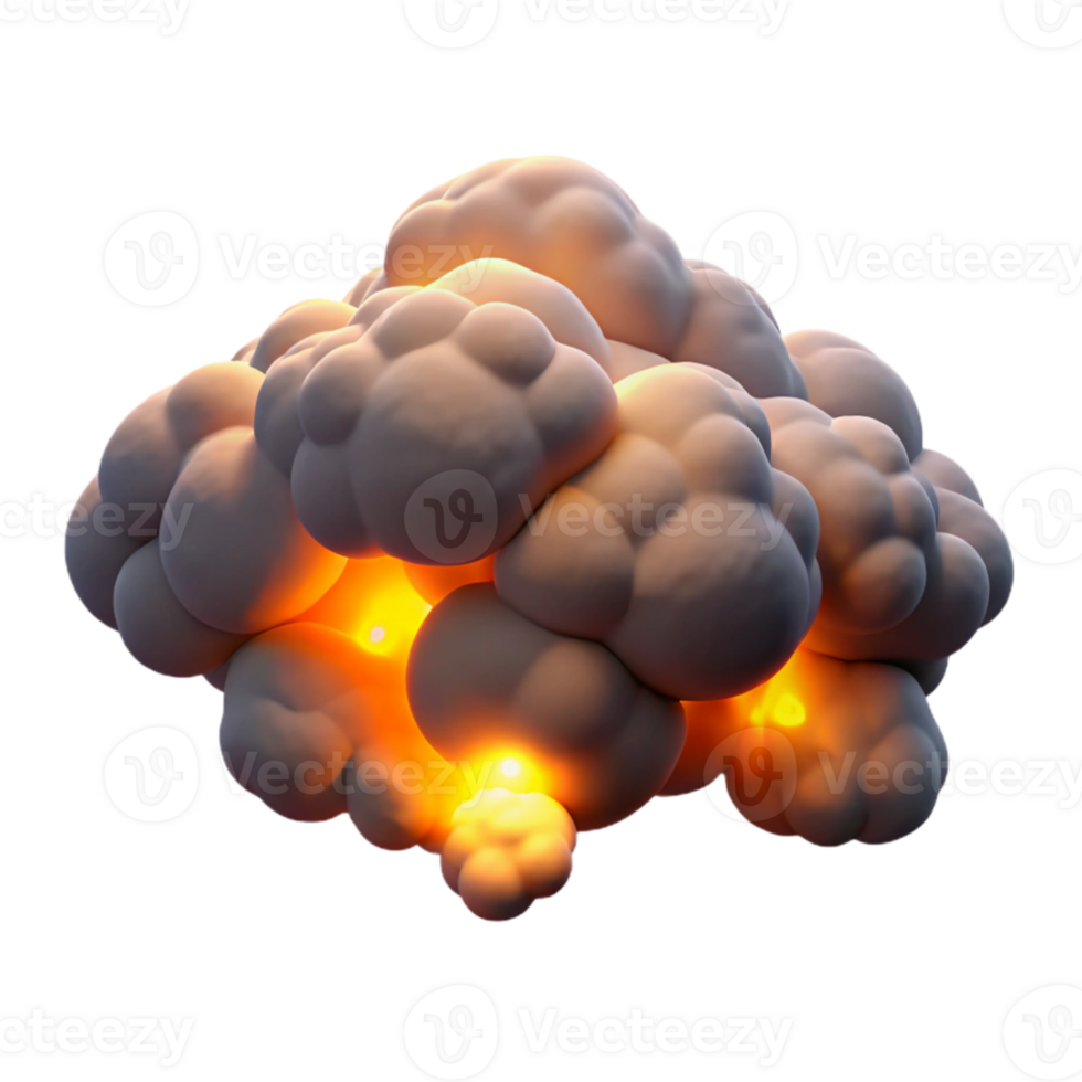 elegant vintage 3D Glowing Smoke Puff Explosion Illustration high resolution png