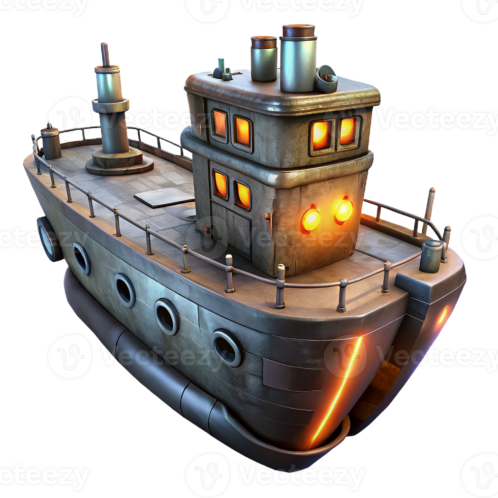 magnificent rustic Stylized 3D Model of a Fishing Vessel high resolution png