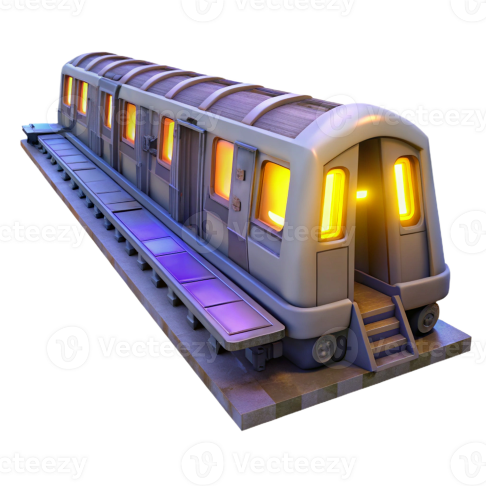 elegant traditional Stylized 3D Model of a Subway Train high quality png