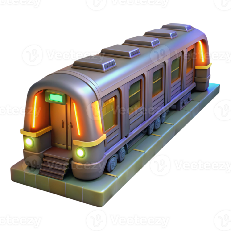 magnificent vintage Stylized 3D Model of a Subway Train original png