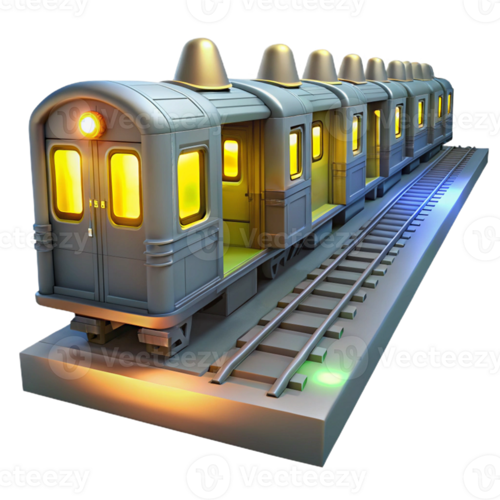 stunning vintage 3D Model of Vintage Subway Train authentic png
