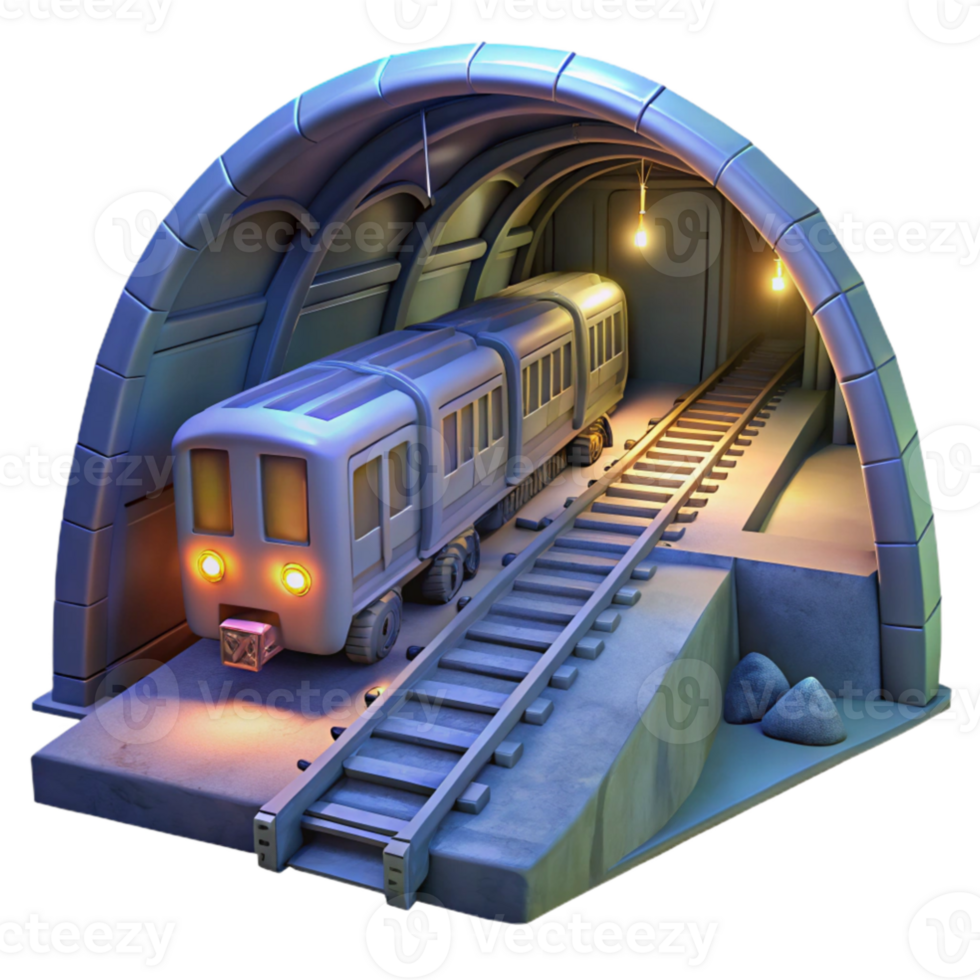 stunning modern Stylized 3D Render Train in Tunnel original png