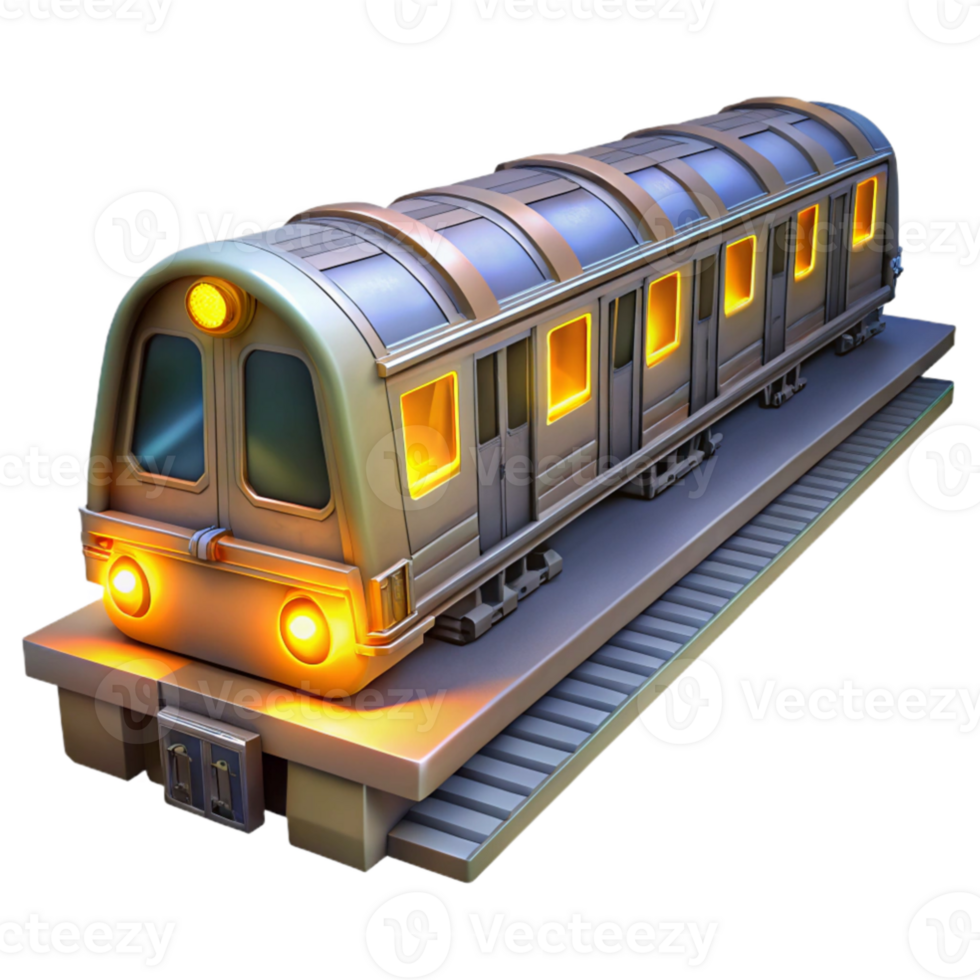 stunning contemporary 3D Model Train, Realistic Subway Car Illustration premium png