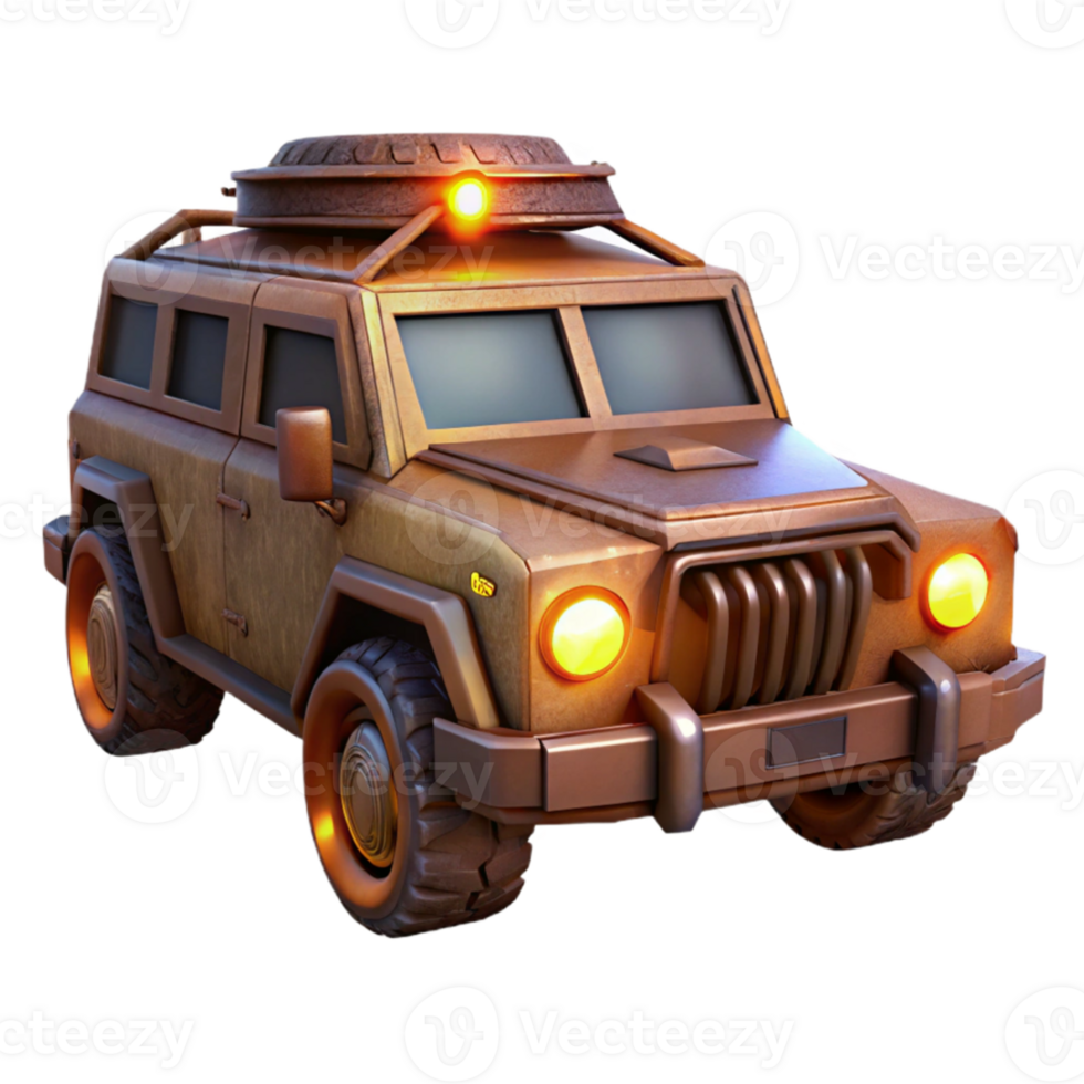serene abstract 3D Render Brown Off Road SUV high quality png