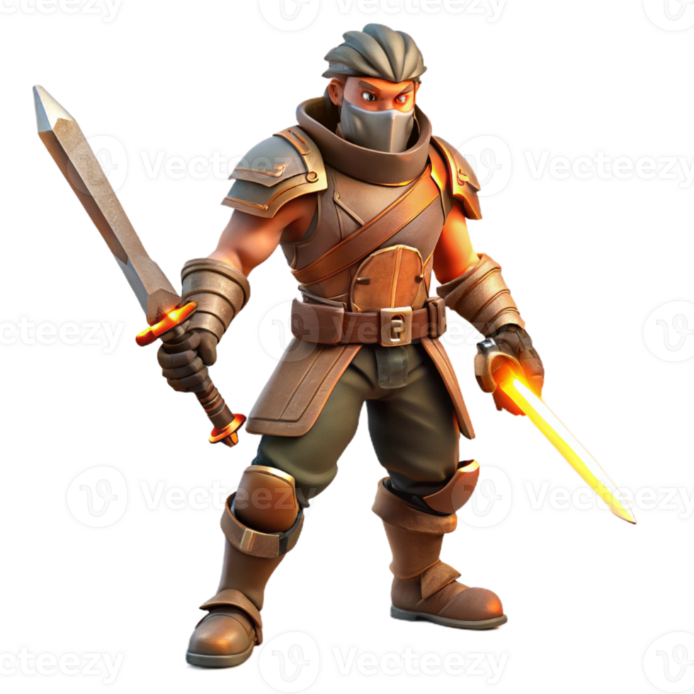 vibrant modern Fantasy 3D Warrior Illustration authentic png