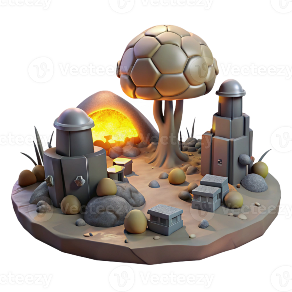 extraordinary classic Stylized 3D Fantasy Landscape Illustration authentic png