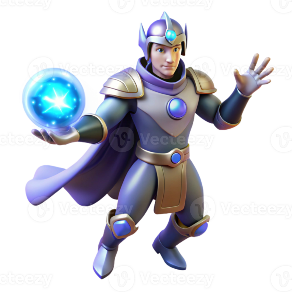 wonderful vintage Fantasy 3D Render Majestic Mage with Orb high resolution png