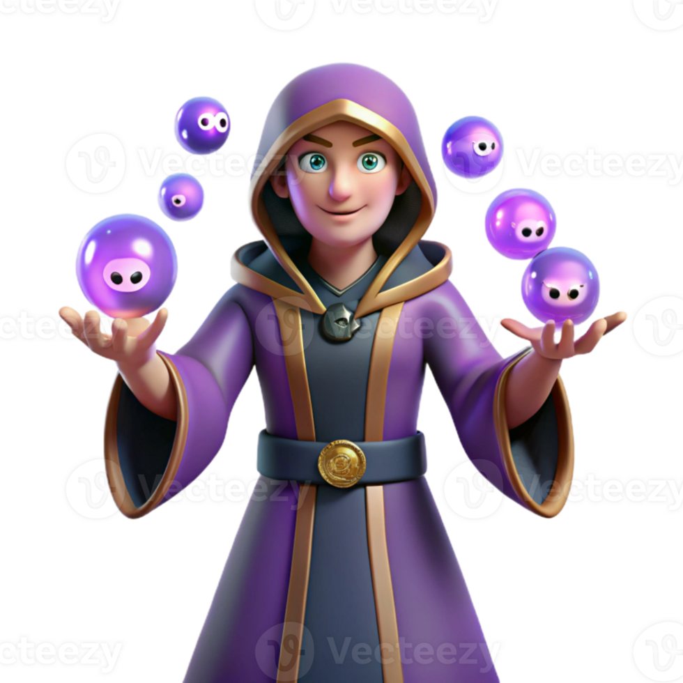 extraordinary abstract Young Wizard 3D Render high resolution png