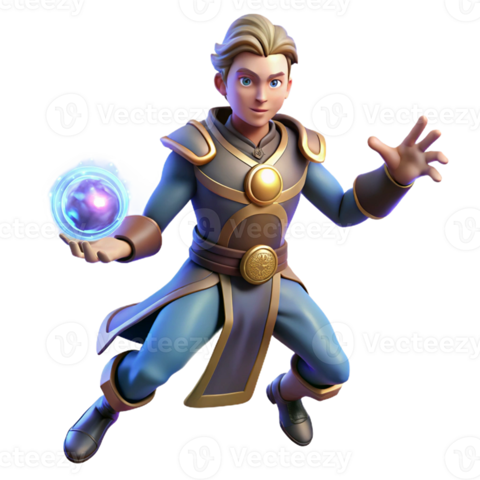 beautiful modern Young Mage 3D Render original png