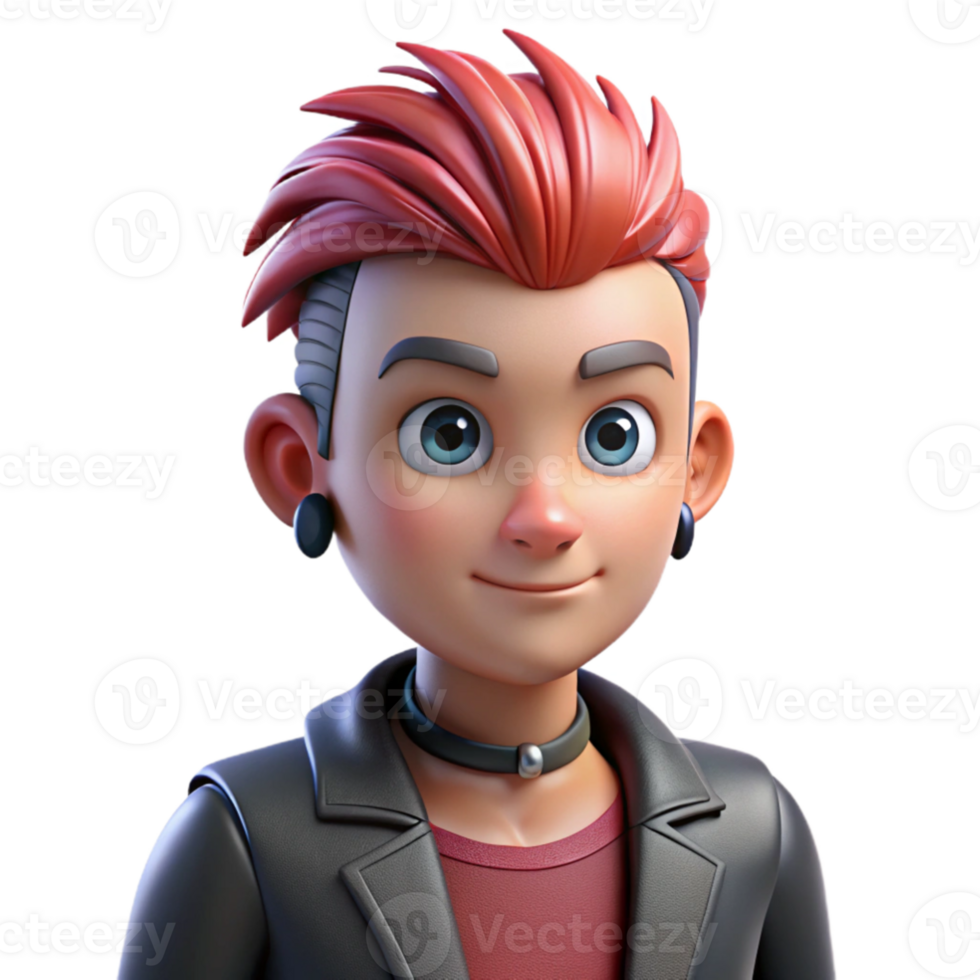 wonderful abstract 3D Cartoon Boy Render, Red Hair, Cool Style detailed png