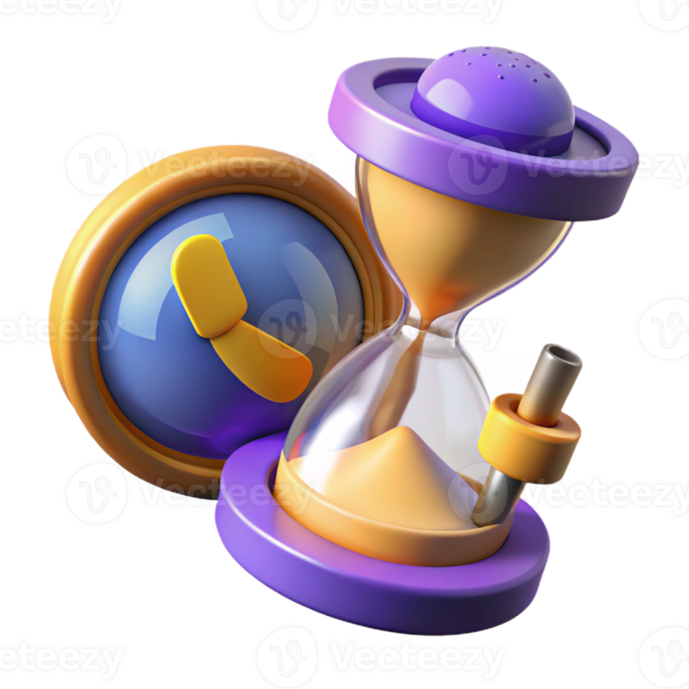 dramatic abstract 3D Render Time Clock Hourglass exclusive png