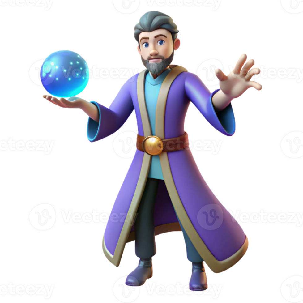 beautiful abstract Wizard 3D Render, Magical Fantasy Illustration authentic png