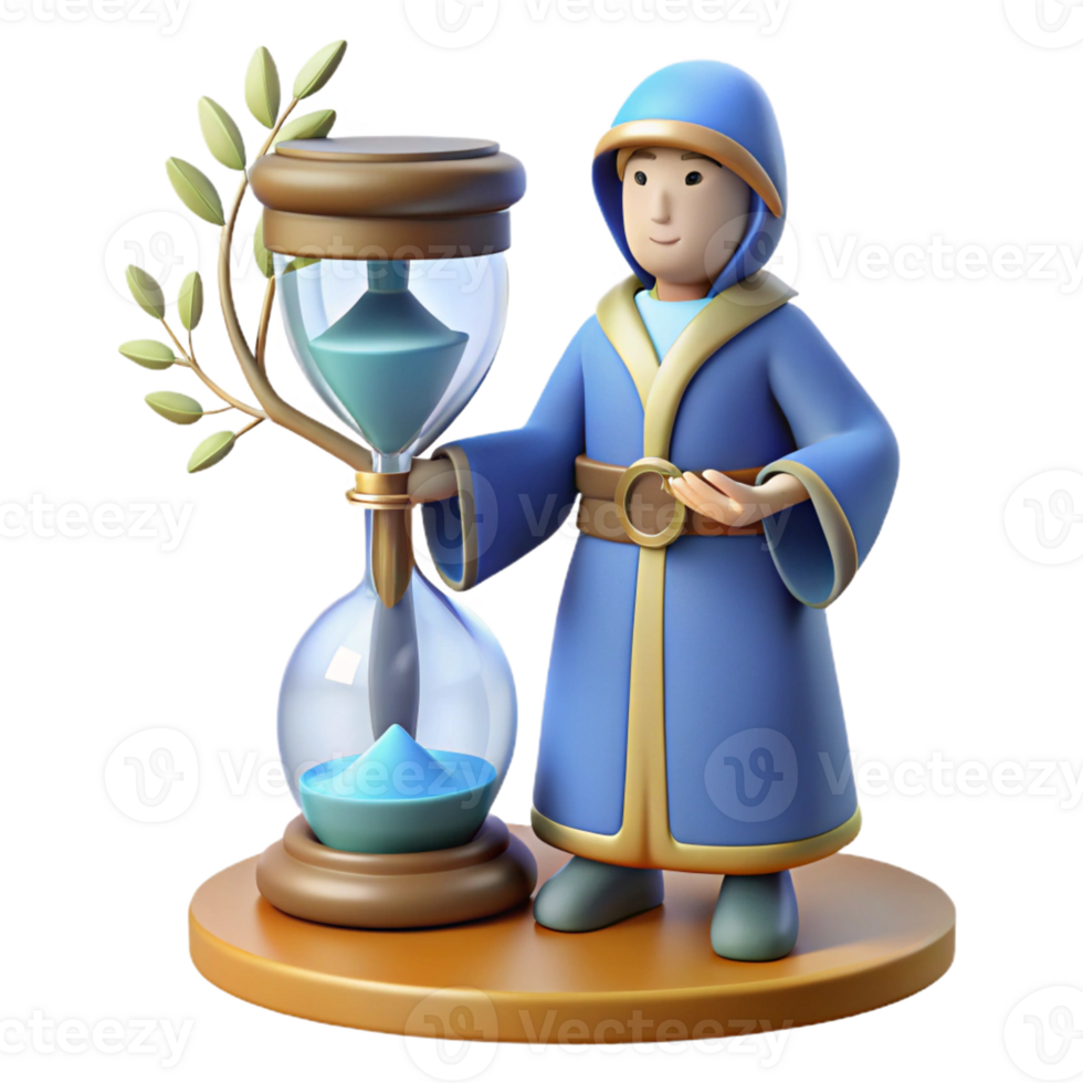 elegant creative 3D Render Wizard and Hourglass genuine png