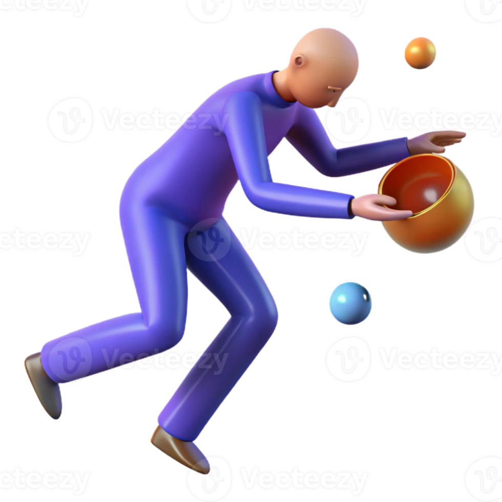 magnificent creative 3D Illustration Juggling Colorful Spheres detailed png
