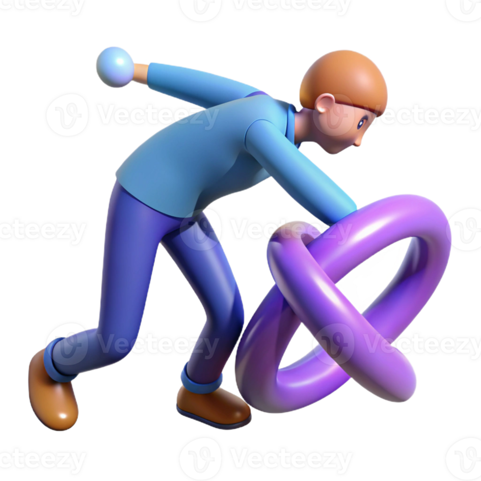 extraordinary rustic 3D Cartoon Character Playing with Rings genuine png