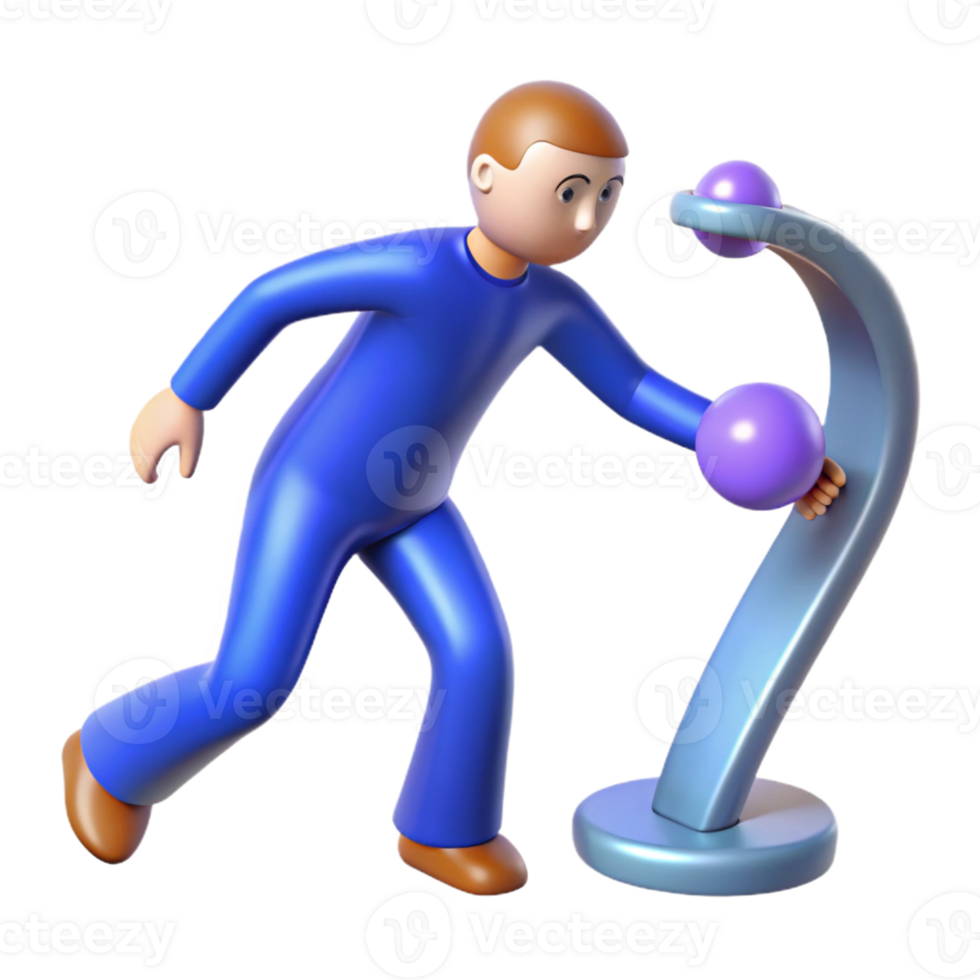 elegant creative 3D Cartoon Man Playing with Balls premium png