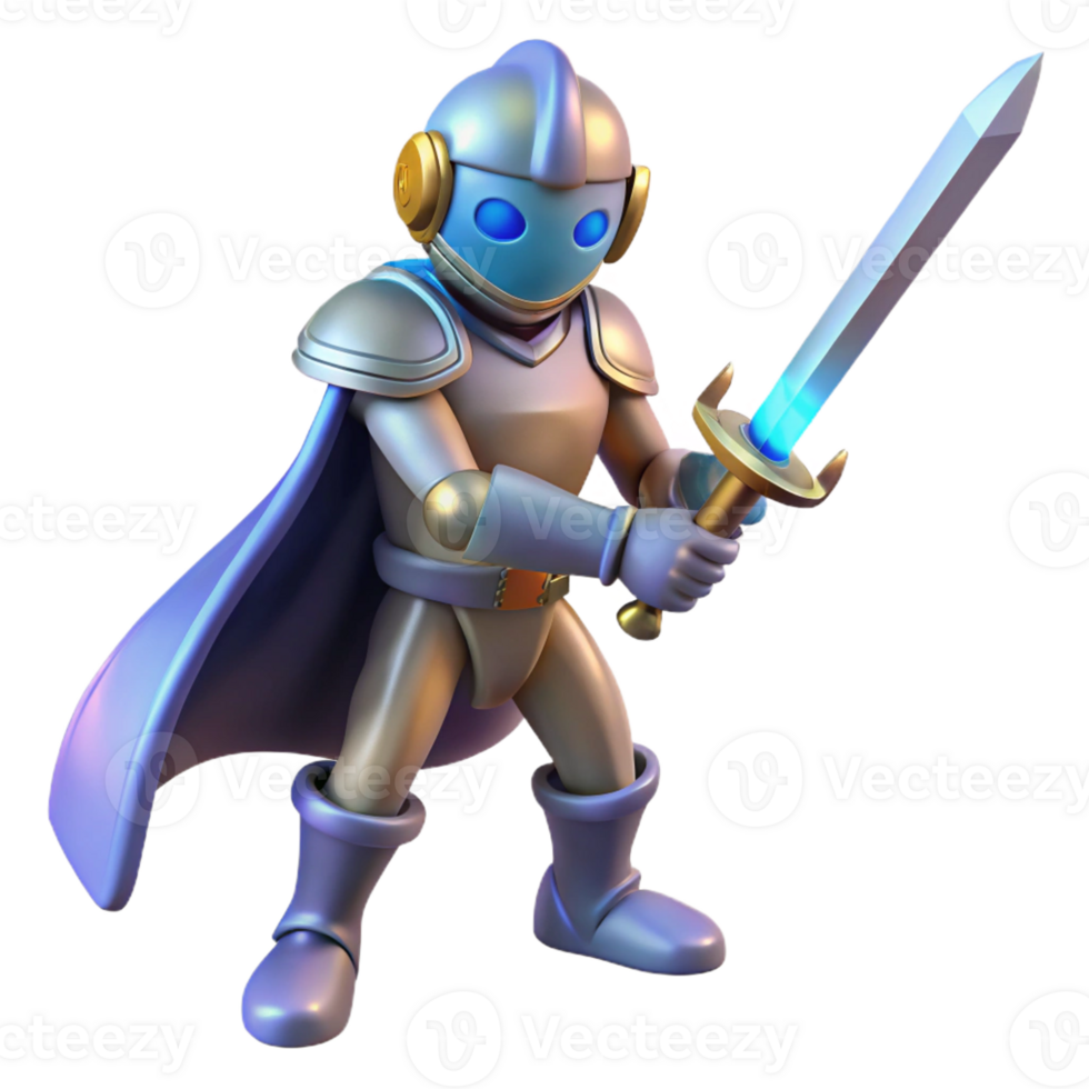 stunning rustic 3D Robot Knight Illustration high resolution png