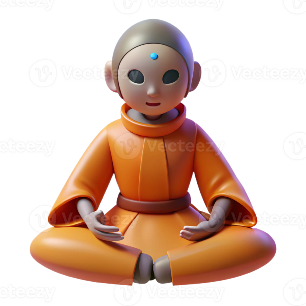 elegant abstract 3D Render Monk in Meditation Pose authentic png