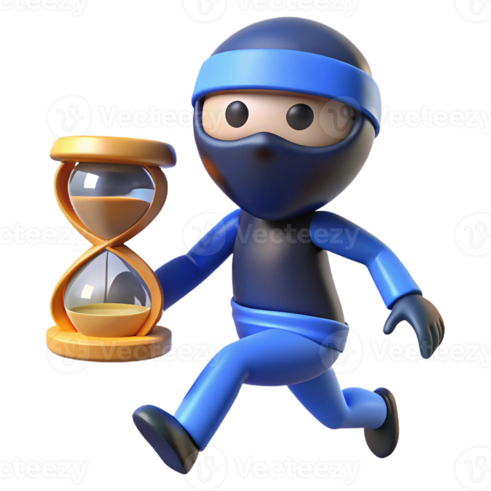 wonderful rustic 3D Ninja Running with Hourglass genuine png