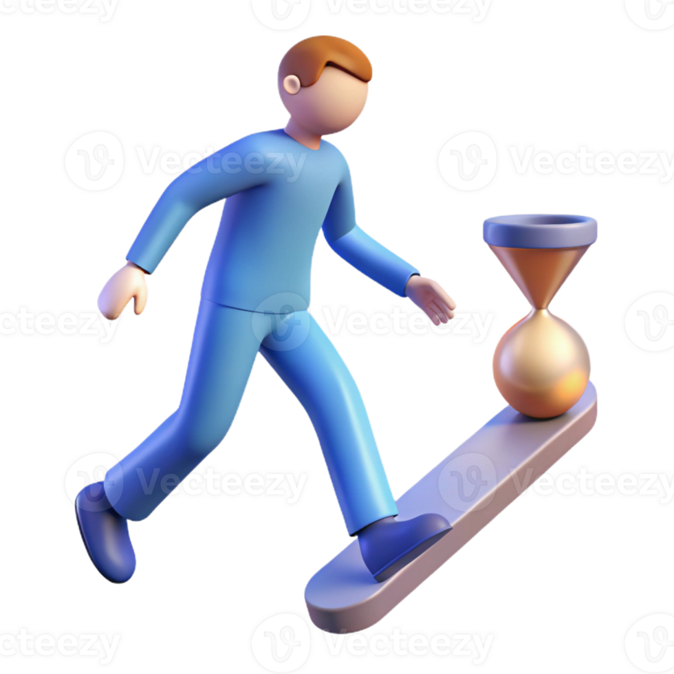 beautiful traditional 3D Illustration Time Management Concept premium png