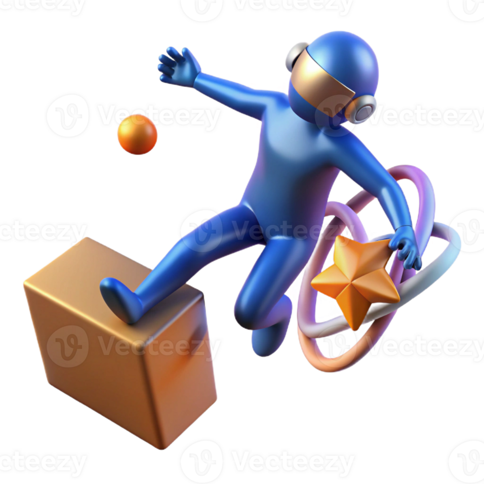 dramatic abstract 3D Astronaut Illustration Dynamic Space Jump professional png