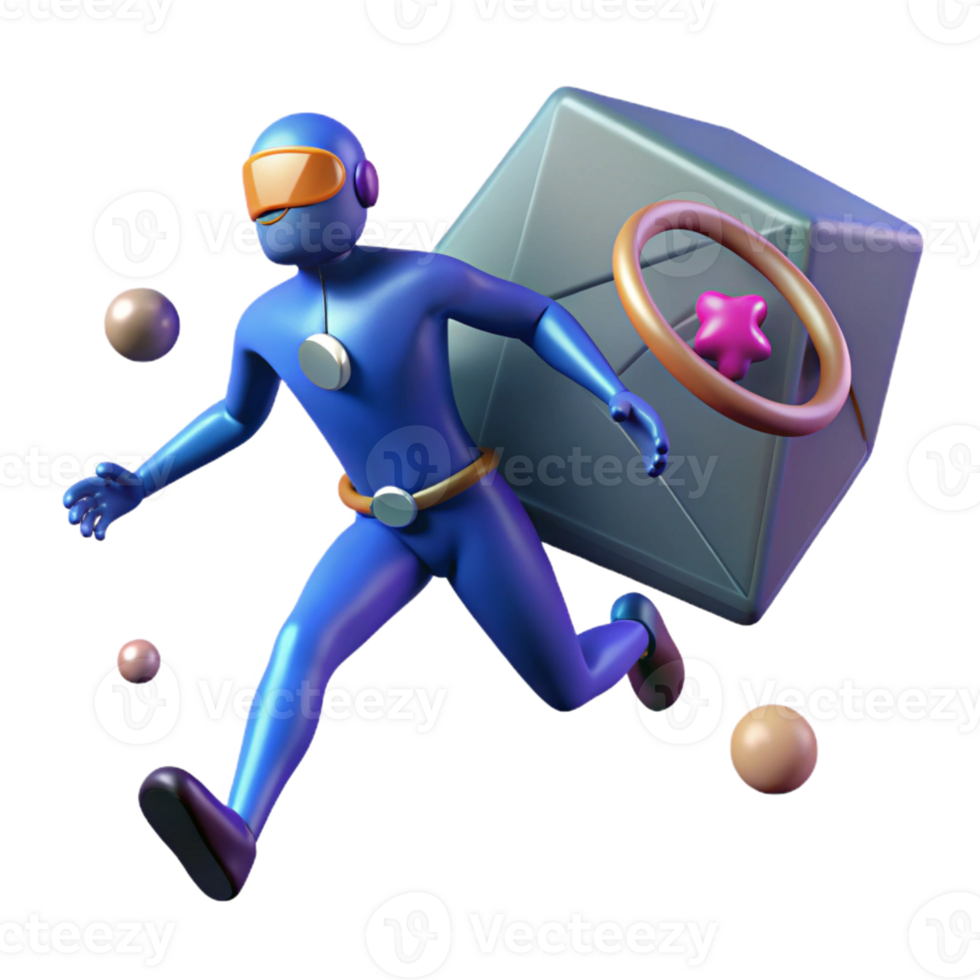 beautiful classic 3D Cartoon Astronaut Running 4K png