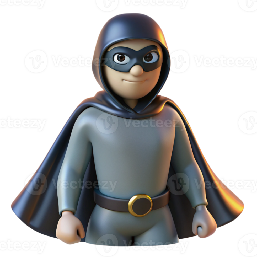 elegant artistic 3D Cartoon Superhero Illustration high quality png