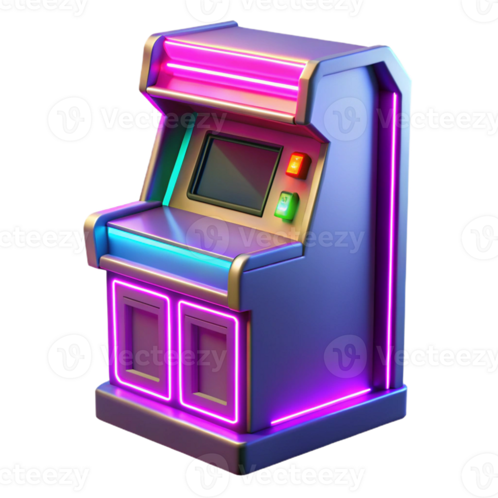 stunning contemporary Retro Arcade Game Machine 3D Render professional png