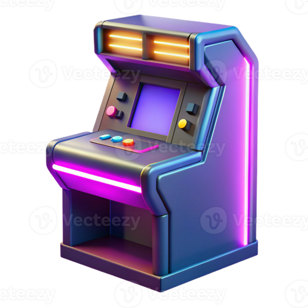 magnificent traditional Retro Arcade Game Machine 3D Render genuine png