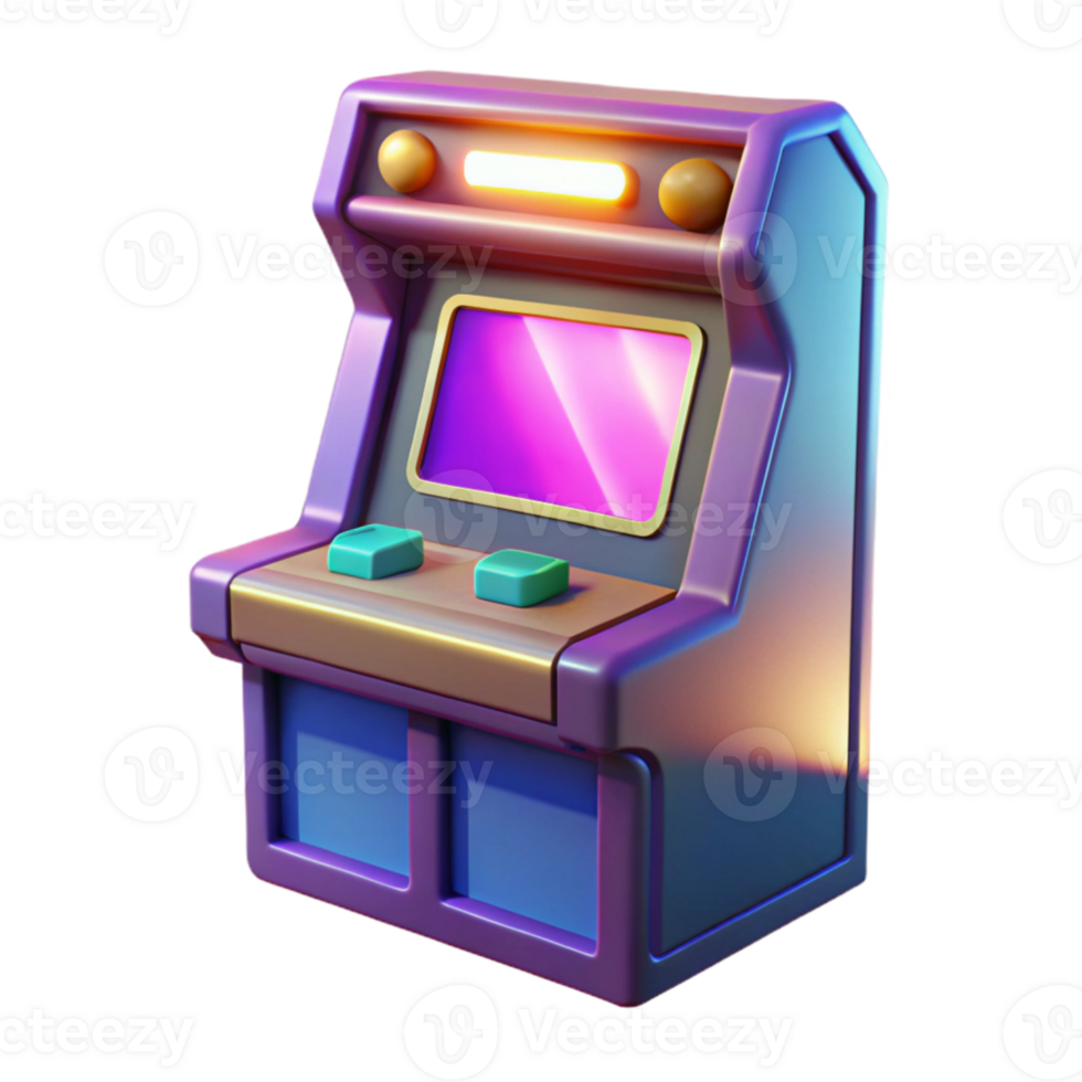 serene artistic Retro Arcade Game Machine 3D Render authentic png