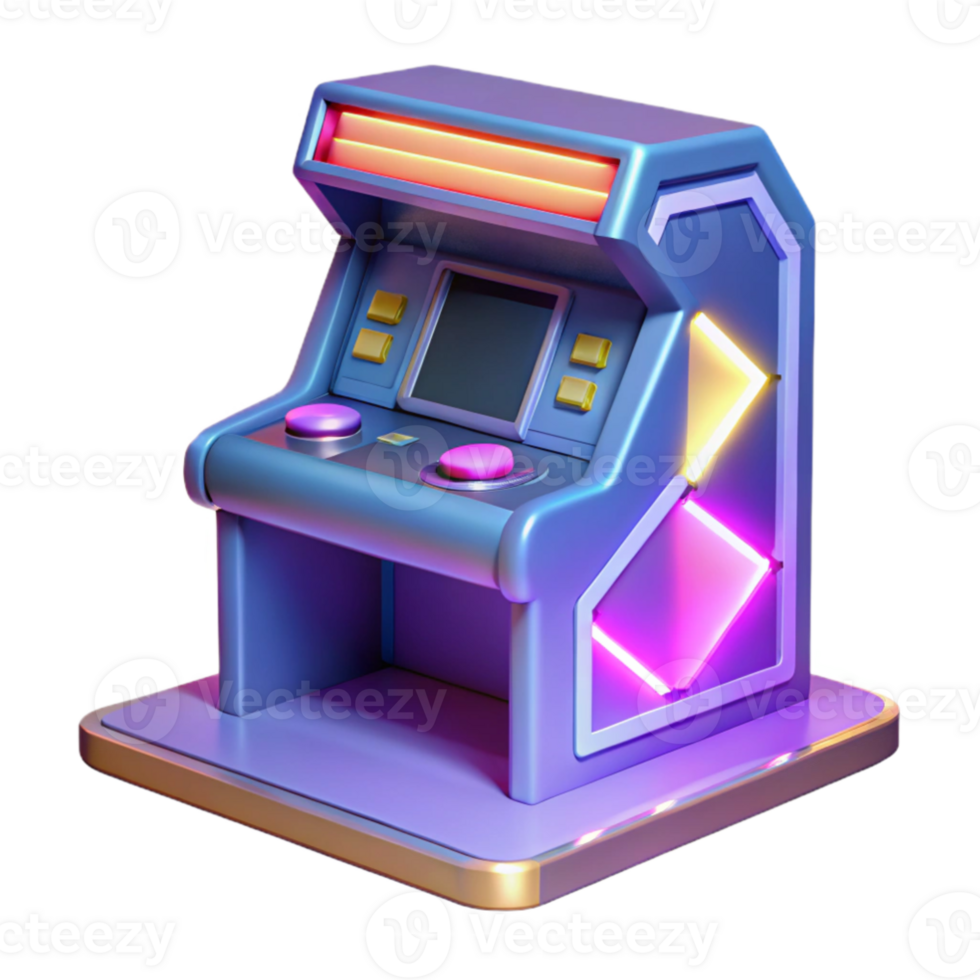 extraordinary minimalist Retro Arcade Game 3D Render high resolution png