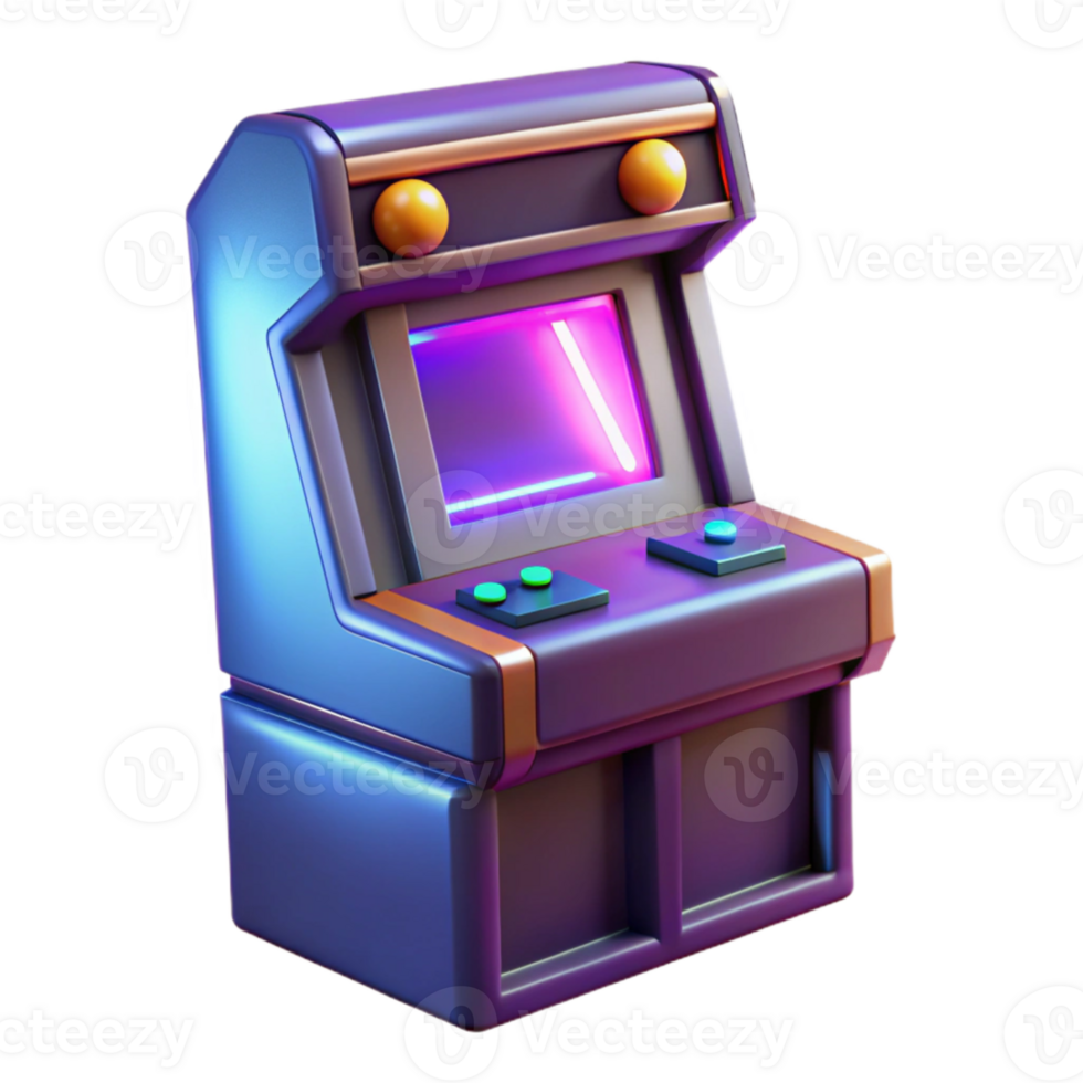 elegant creative Retro Arcade Game Machine 3D Render authentic png