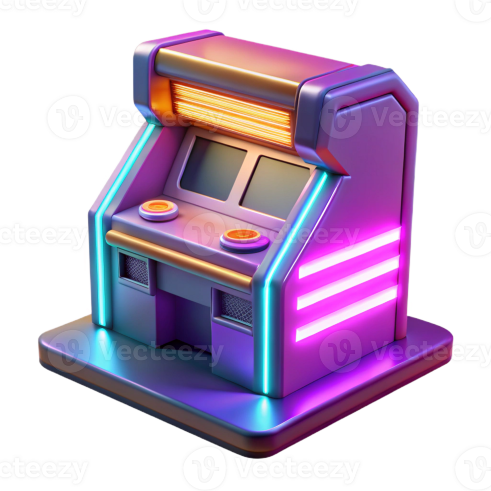 elegant minimalist Retro Arcade Game Machine 3D Render genuine png