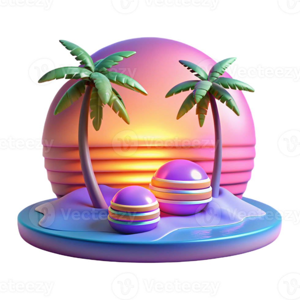 impressive artistic Tropical Easter Sunset 3D Render professional png