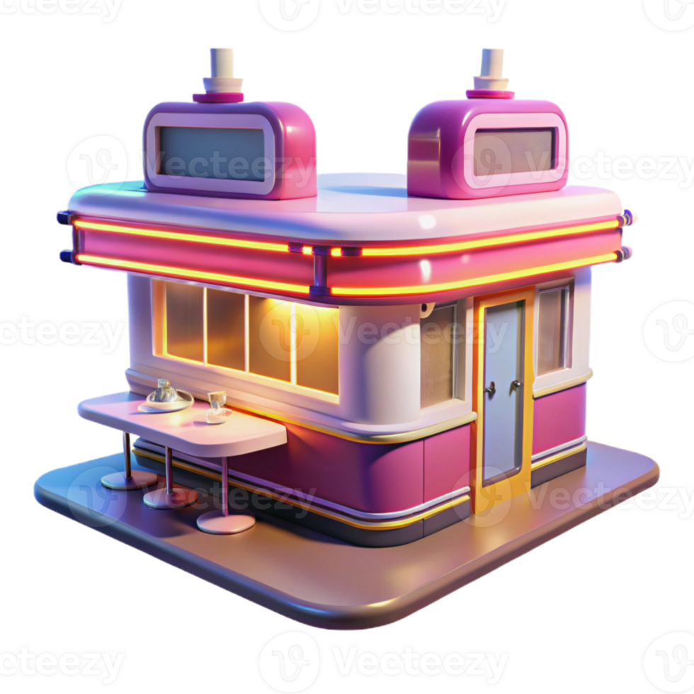 beautiful abstract Retro Diner 3D Model original png