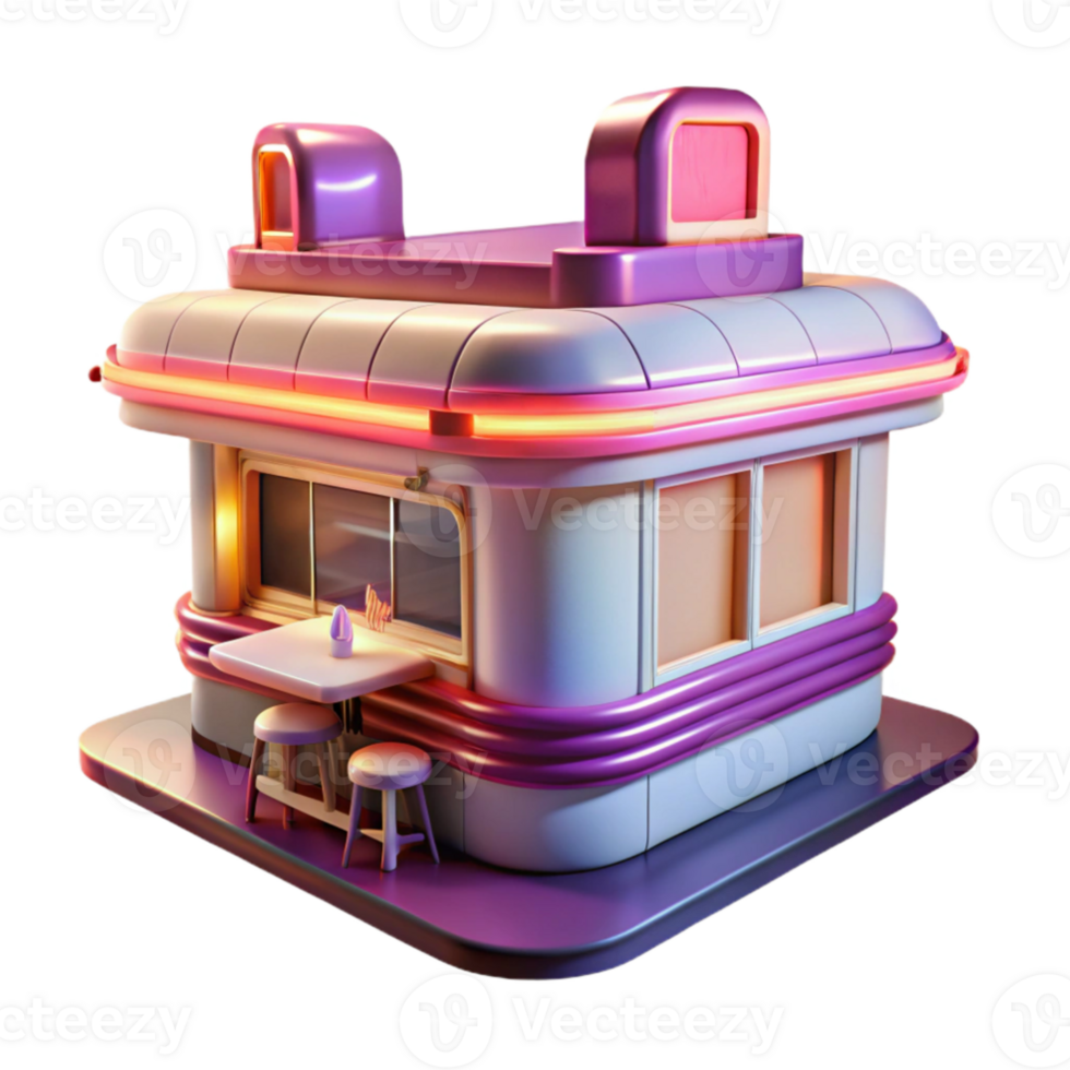 stunning rustic Retro Diner 3D Render authentic png